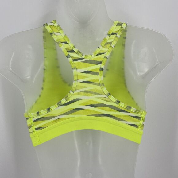 Nike XS Sports Bra Racerback Dri-Fit Printed Yellow Gray Workout Low Impact - Picture 4 of 4